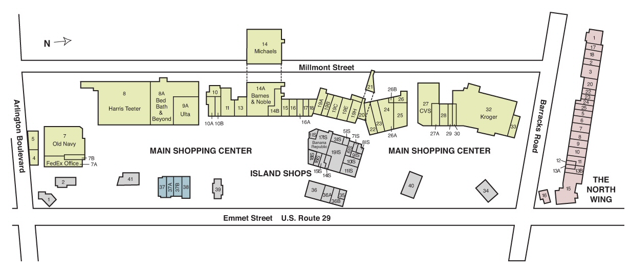 Barracks Road Shopping Center map