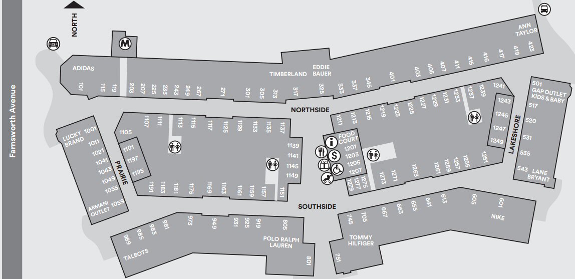 Chicago Premium Outlets map