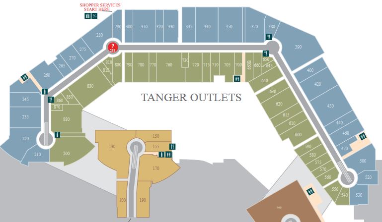 Tanger Outlets Foxwoods map