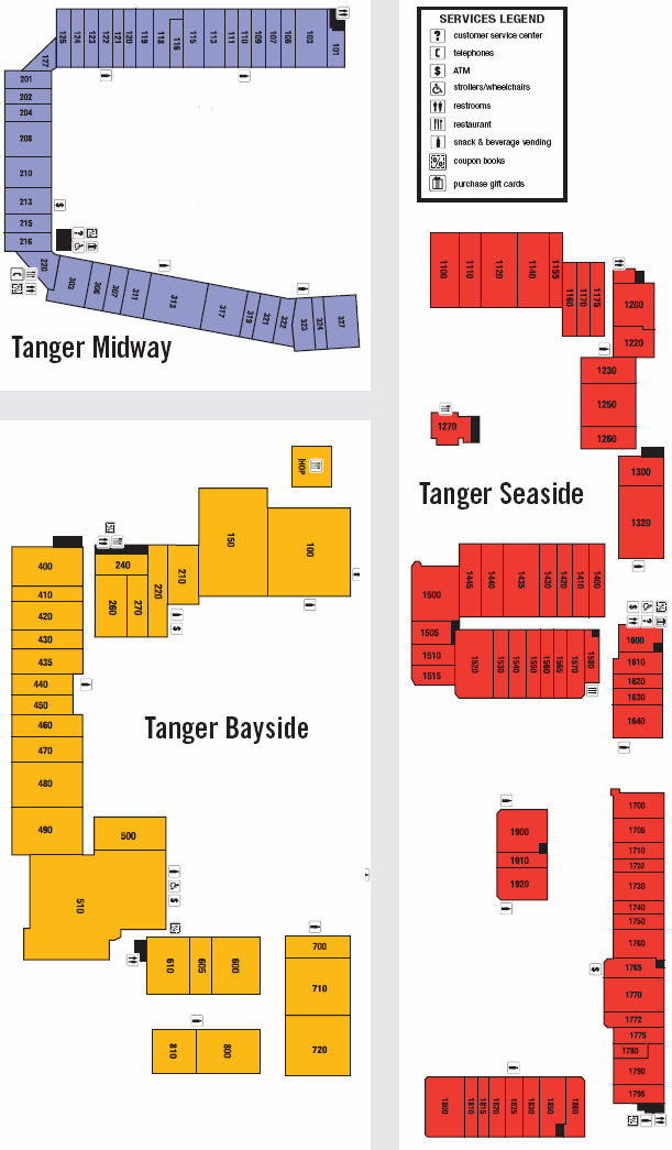 Tanger Outlets of Rehoboth Delaware map