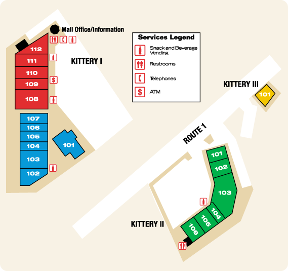 The Kittery Outlets map