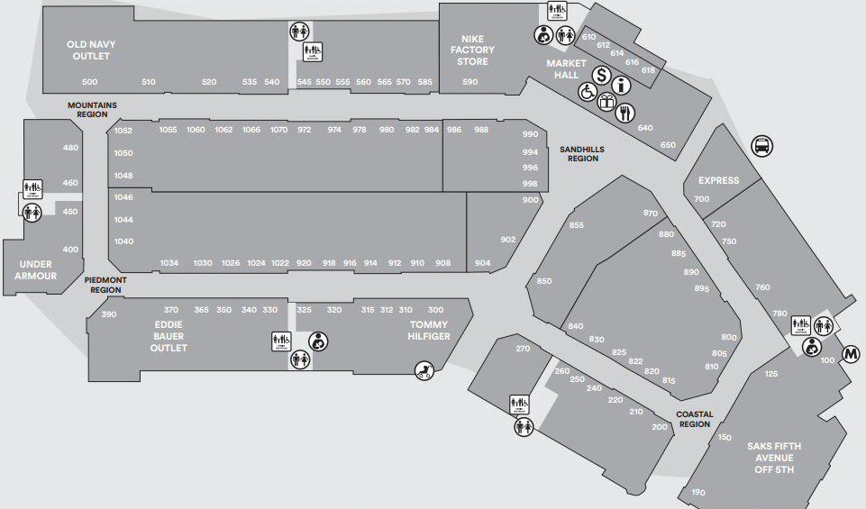 Charlotte Premium Outlets map
