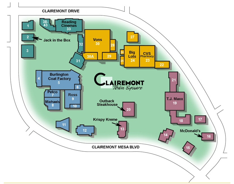 Clairemont Town Square Shopping Center map