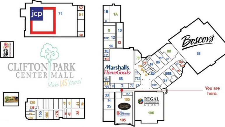 Clifton Park Center Mall map