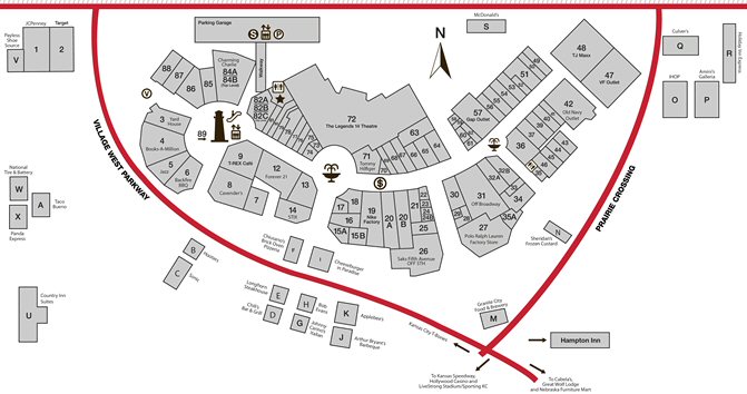 The Legends Outlets Kansas City map