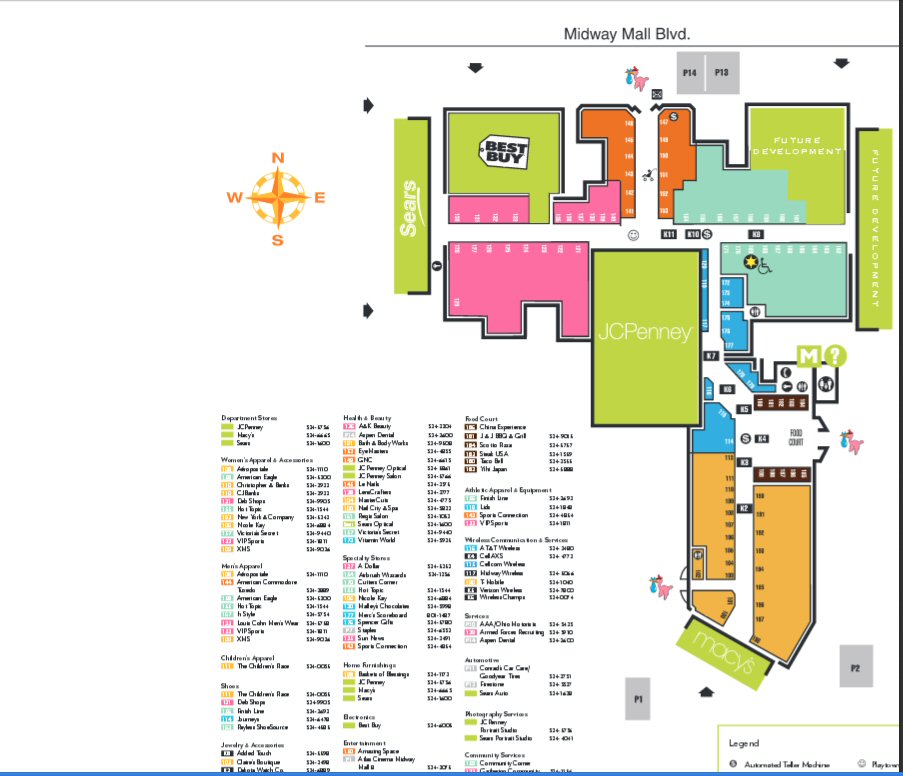 Midway Mall map