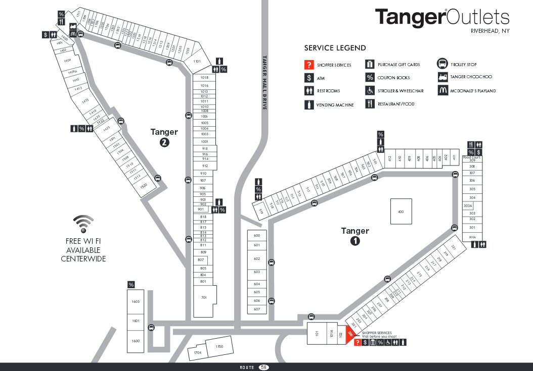 Tanger Outlets of Riverhead NY map